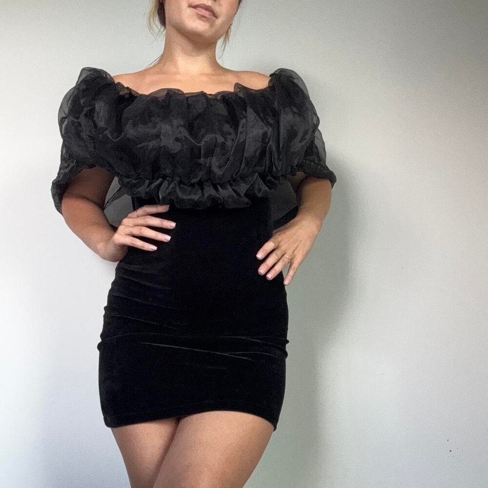 Zara black velvet mini dress